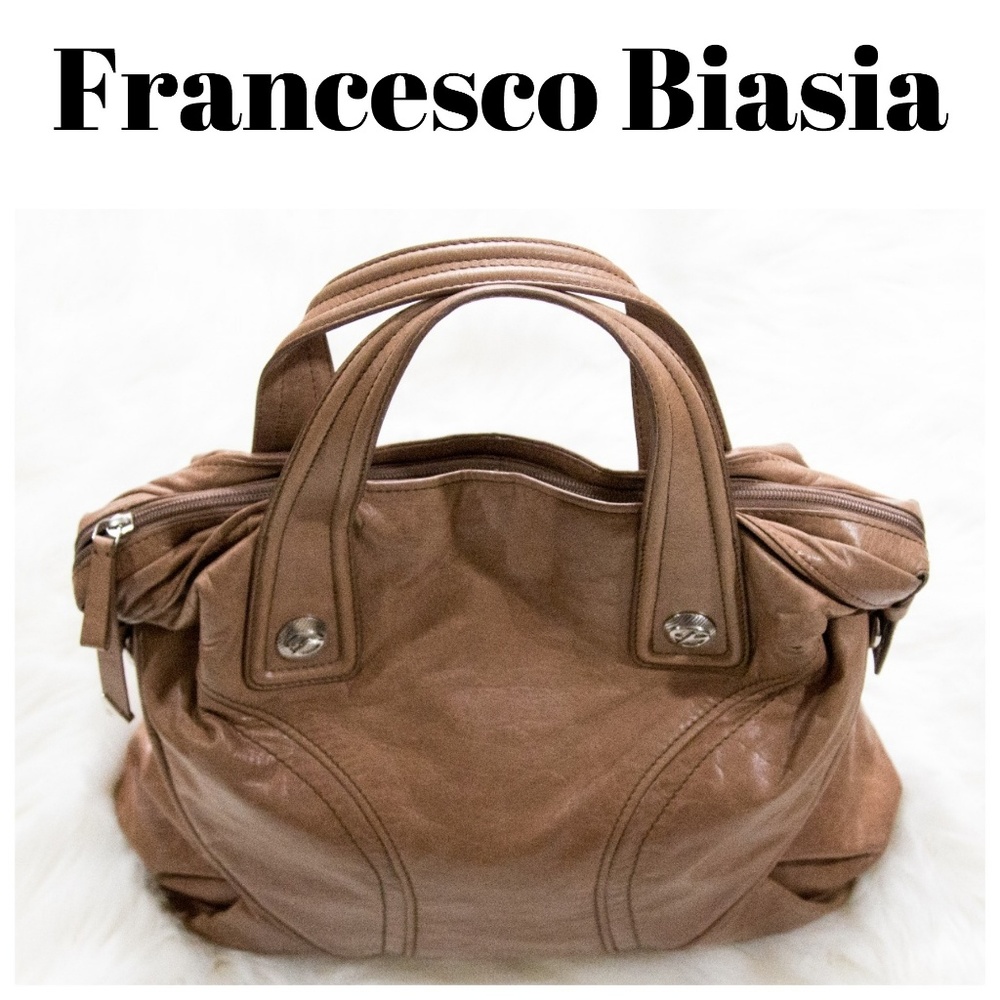 Francesco Biasia Large Tan Leather Shoulder Bag
